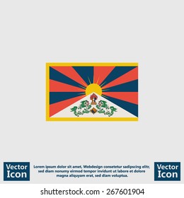 Flat style icon with Tibet flag symbol