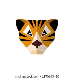 Flat style icon of a tiger. Predator sign isolated on a white background