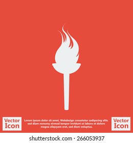 Flat style icon with torch symbol 