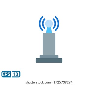 flat style icon of transmitter. vector illustration isolated on white background. Editable color. EPS 10