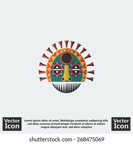 Flat style icon with tribal mask  symbol