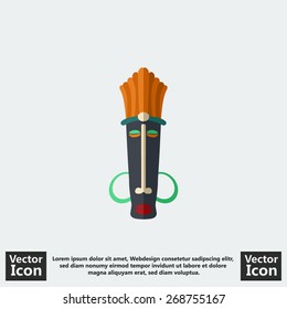 Flat style icon with tribal mask symbol
