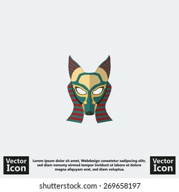 Flat style icon with tribal mask symbol