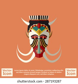 Flat style icon with tribal mask symbol