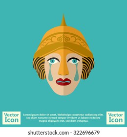 Flat style icon with tribal mask symbol