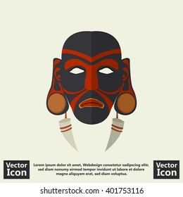Flat style icon with tribal mask symbol