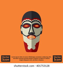 Flat style icon with tribal mask symbol