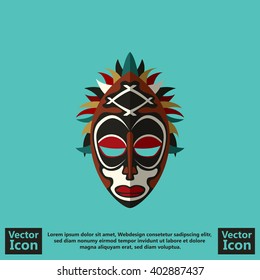Flat style icon with tribal mask symbol