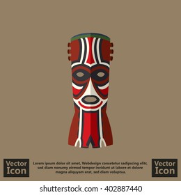 Flat style icon with tribal mask symbol