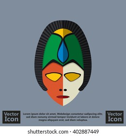 Flat style icon with tribal mask symbol