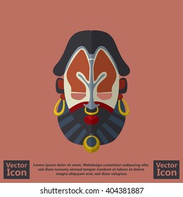 Flat style icon with tribal mask symbol