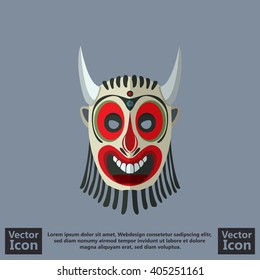 Flat style icon with tribal mask symbol