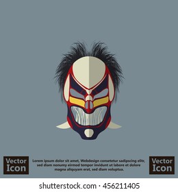 Flat style icon with tribal mask symbol