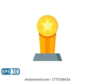 flat style icon of trophy isolated on white background. Editable color. EPS 10