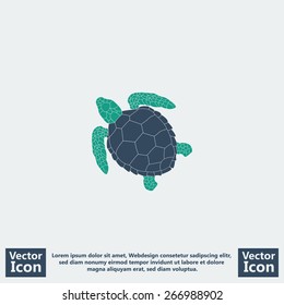 Flat style icon with turtle symbol