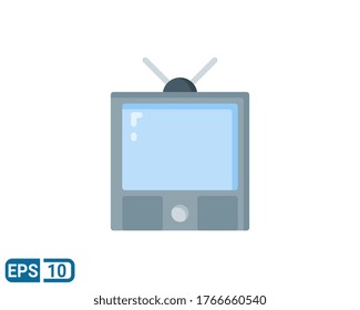 flat style icon of tv isolated on white background. Editable color. EPS 10