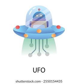 A flat style icon of ufo flying 