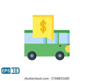 flat style icon of vehicle price. vector illustration for graphic design, website, UI isolated on white background. Editable color. EPS 10