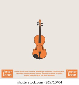 Flat style icon with violin symbol