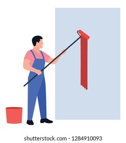 Flat style icon of wall painter 