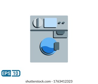 flat style icon of washing machine. vector illsutration for graphic design, website, UI isolated on white background. Editable color. EPS 10