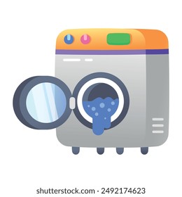 Un icono de estilo plano de la lavadora 