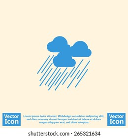 Flat style icon with weather forecast rain and clouds symbol