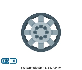 flat style icon of wheel. vector illustration for graphic design, website, UI isolated on white background. Editable color. EPS 10