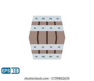 flat style icon of wooden barrel icon with wine isolated on white background. Editable color. EPS 10
