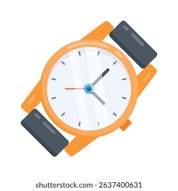 A flat style icon of wristwatch showing accurate time reading
