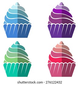 Flat style icons of cakes