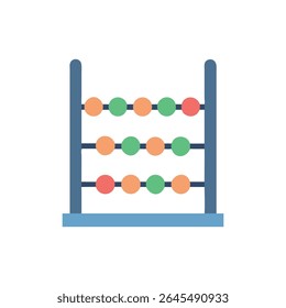 A flat style illustration of an abacus featuring three rows of colored beads on a White Background.