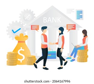 Ilustración de estilo plano sobre banca y finanzas