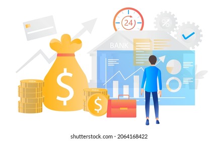 Flat style illustration about banking and finance