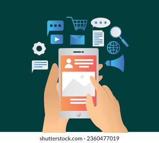 flat style illustration about social media marketing