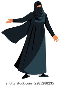 Flat style illustration of Arab woman in traditional dress.