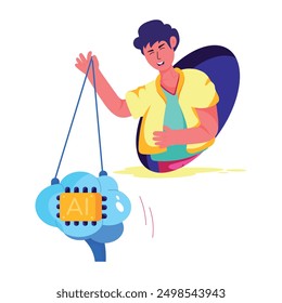 Una ilustración de estilo plano de inteligencia artificial 