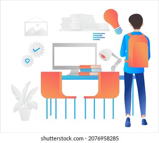 Flat style illustration of back to school