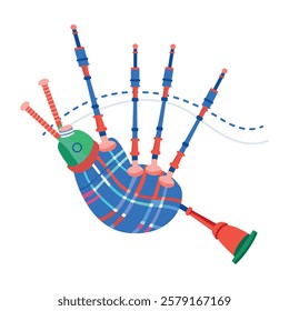 A flat style illustration of bagpipes music
