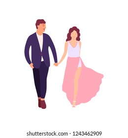 Flat style illustration with bride and groom