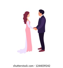 Flat style illustration with bride and groom