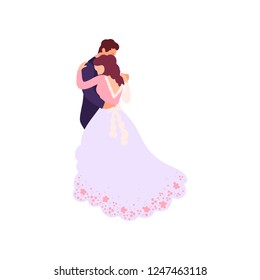 Flat style illustration with bride and groom