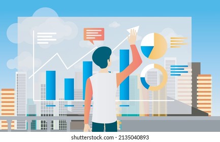 Ilustración de estilo plano del análisis de datos empresariales