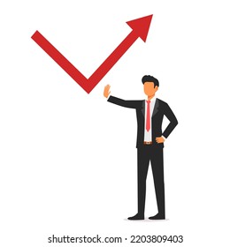Flat style illustration of business man deflecting an loss arrow, business concept vector