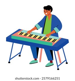 A flat style illustration of clavichord player