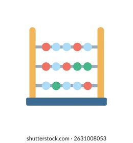 Flat style illustration of a colorful abacus with various color beads. Represents mathematical learning and education concept, isolated on White.