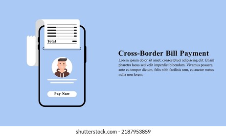 Flat style illustration concept of cross-border bill payment.