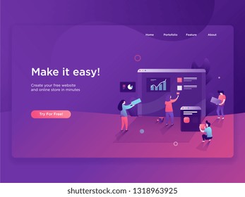 flat style illustration concepts of web development, logo, graphic design, design agency. Concepts for web  banner easy to edit.