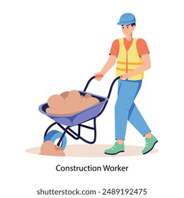 Una ilustración de estilo plano del trabajador de la construcción 