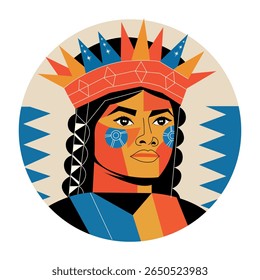 A flat style illustration of crowned lady